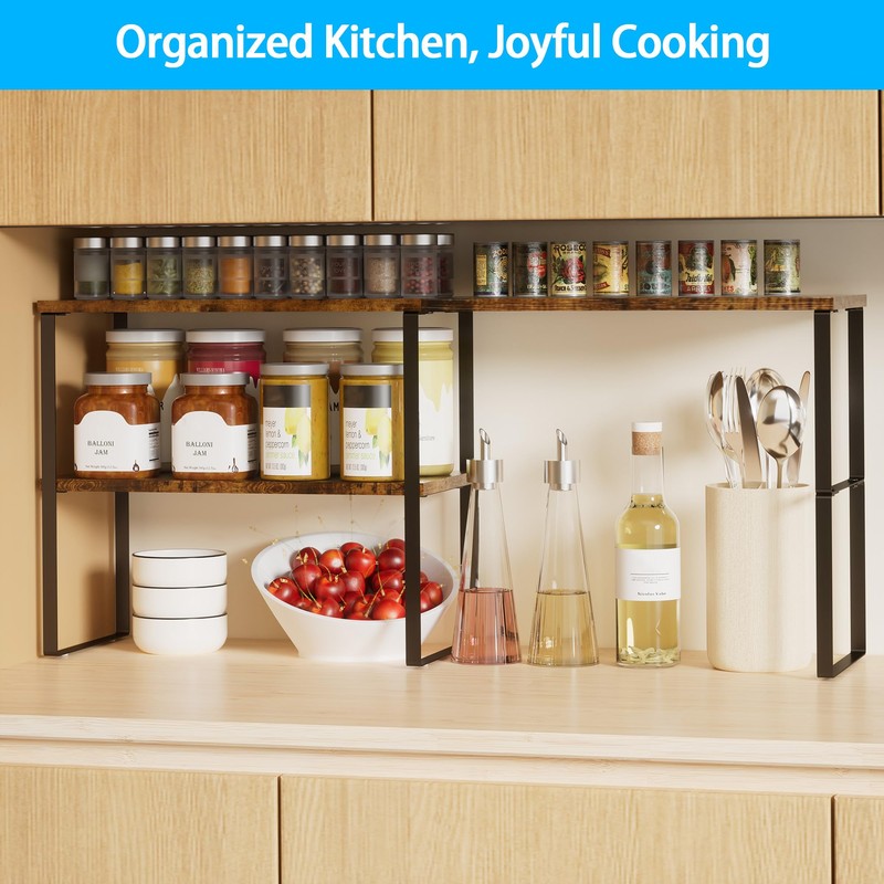 Golener Countertop Organizer Corner Shelf, 2 Tier Adjustable Stackable Corner