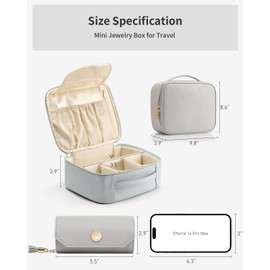 Vlando Set Makeup Bag and Jewelry Bag Grey，Faux Leather Travel Bag