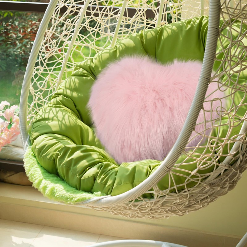 Heart Pillow, Soft Fluffy Long Plush Love Throw Pillow Decorative