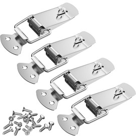 Tension Lock with Locking Hole, 4 Pieces 91 mm Lockable Tension Lock Stainless Steel Box Lock with Screws 16 Pieces, Snap Lock Suitable for Toolbox Drawer Chest Box