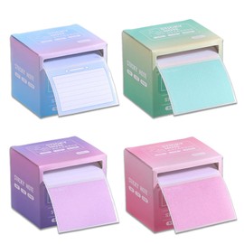 Fkereg 4 Pack Pull-Out Full Adhesive Sticky Notes Roll Tape 1024 Sheets 8 Patterns, 1.8 x 2.5 Inch Cute Sticky Note Pads, Colorful Self-Stick Memo Paper Pad Label Stickers for Writing, 4 Colors