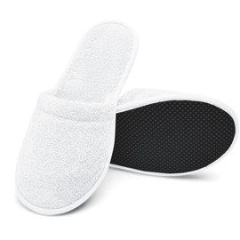 Arus Bath Mules 1 Pair, Size: EU 38-42 / UK 5-8 or EU 43-46 / UK 8-12, Guest Slippers, Shower Slippers, Bath Slippers, Terry Cloth Slippers - White -