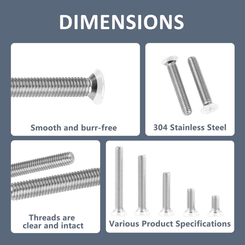 QISHENG 100 PCS White Head #8X1-1/2(1.5 inch) Stainless Steel Phillips