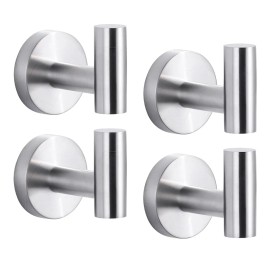 4 Pack Towel Hook SUS 304 Stainless Steel Coat Hooks,Shiny Nickel Brushed Clothes Hook for Bath Kitchen,Wall Mounted Robe HooksColor: Black, Material: Stainless Steel
