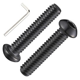Wensilon (50Pcs) 1/4-20 * 1-3/4 Button Head Socket Cap Bolts Screws, 304 Black Stainless Steel, Allen Hex Drive, Bright Finish, Fully Machine Thread