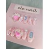 [EL Innail] Pink Ribbon Puppy Ice Parts Handmade Nail Tip