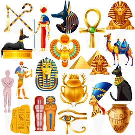 Egyptian Cupcake Toppers 48PCS Egypt Pyramid Party Decorations Ancient Egypt Theme Birthday Decorations Mummies and Sphinx Cupcake Picks for Egyptian Baby Shower Supplies