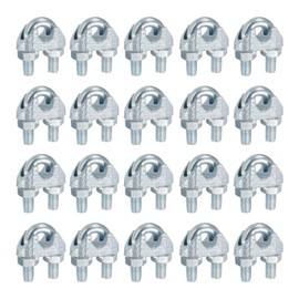 sourcing map 20 Pcs M8 Steel Wire Rope Clip Clamps, 5/16" Wire Rope U-Bolt Cable Clamps Saddle Fastener FOR Wire Rope Rigging Tent Rope Guardrail System