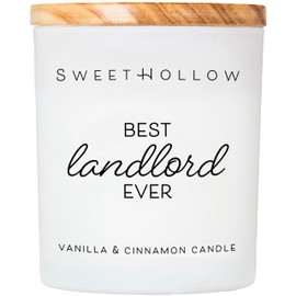 Best Landlord Ever Candle Gift, Vanilla Cinnamon Scented Candle for Home and Office, Highly Scented & Long Lasting Coconut Wax Luxury Candle, Large, SweetHollow Candles