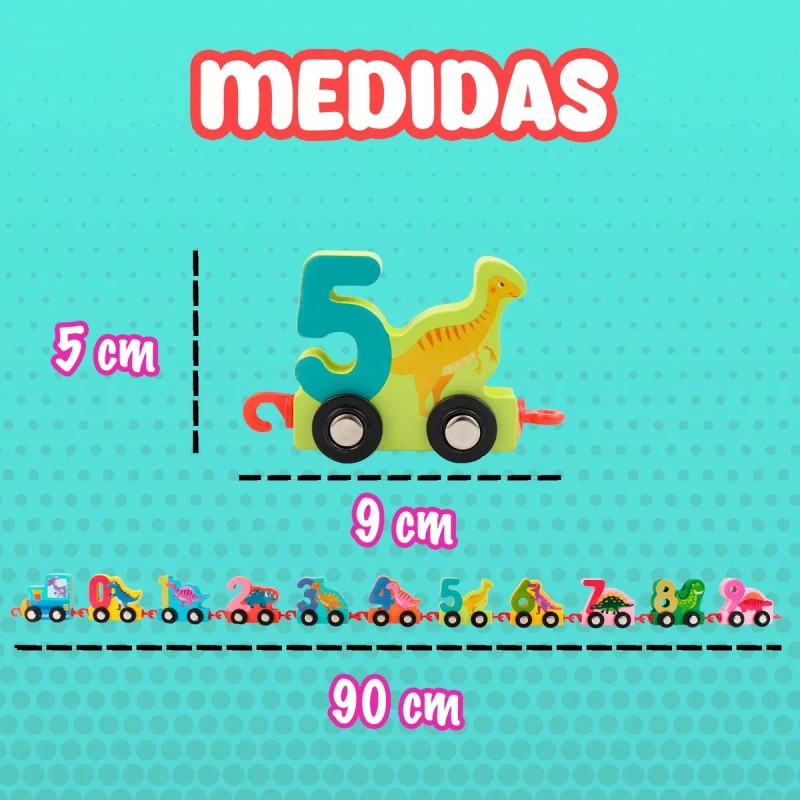 J.H. Company Tren Numeros Juguete Didactico Montessori Madera M-102