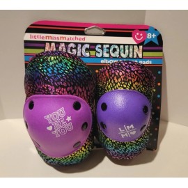 little miss MAGIC Sequin Knee & Elbow Pads Set Hardshell Hook Loop Adjustable Straps 8+