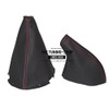 GEAR & HANDBRAKE GAITER BLACK LEATHER RED STITCHING