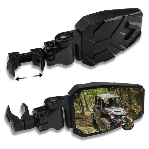 SHEJISI UTV Side Mirrors,UTV Mirror Automatic Folding and Resetting in The Event of Collision,Fits 1.5"-2"Roll Bars Compatible with Polaris RZR,Can Am X3, Honda Pioneer, Kawasaki Mule, Cfmoto Zforce