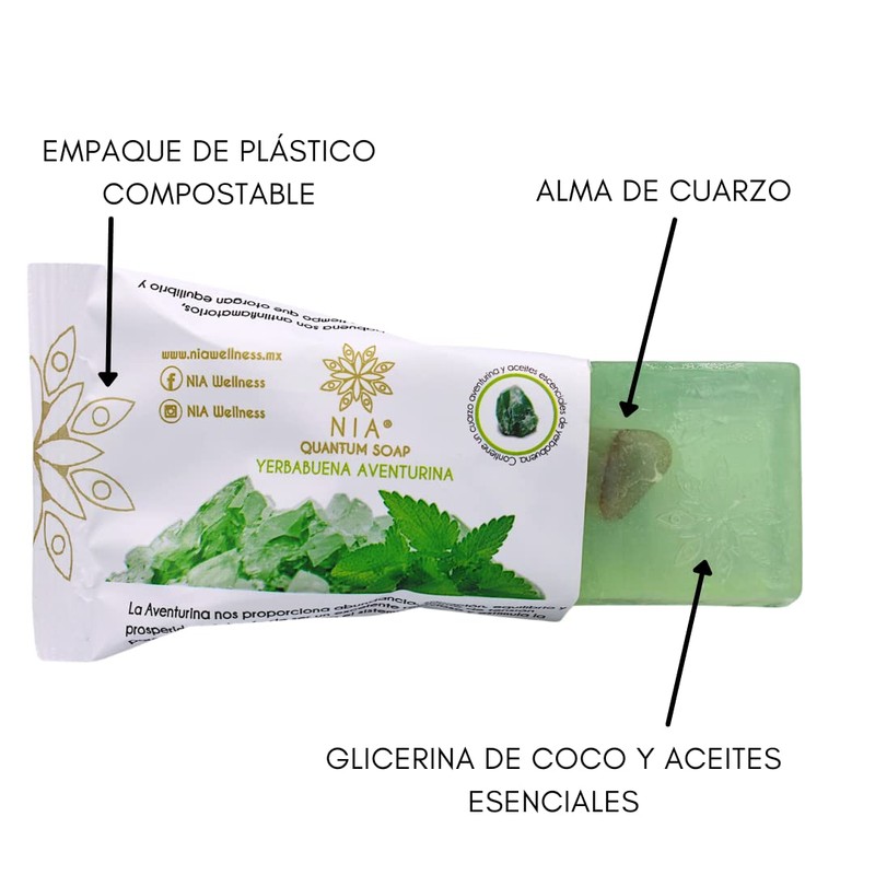 JABÓN con ACEITE ESENCIAL DE YERBABUENA y CUARZO| Hecho con