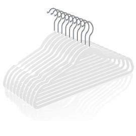 TIMMY 50 Plastic Hangers 17.7 Inch Non-Slip, Space Saving Closet Organizers, Heavy Duty Slim Hangers for Pants, Shirts, Coats (White, Ultra Thin & Durable)