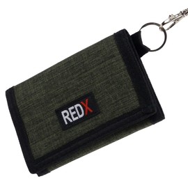 RED X Mens Canvas Tri-Fold Chain Wallet - Green