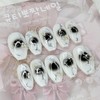 Black Hole Cheek Handmade Nail Tips - Oval XL /