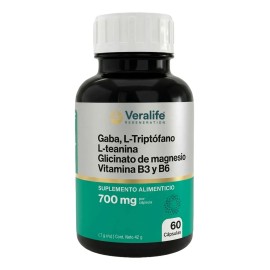 Suplemento Nutricional VeraLife con L-Triptófano, Gaba y Magnesio para Bienestar y Energía
