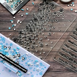 Alinacutle Winter Snow Fall Snowflakes Background Clear Stamps, Silicon Stamp,Paper Craft Ink Stamps,Scrapbooking and Album, Handmade Card Transparent Stamps