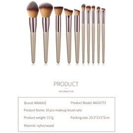 Brochas de Maquillaje, 10 Piezas Juego de brochas de Maquillaje Profesional Base Kabuki Blush Sombra de Ojos Juego de brochas de Maquillaje Regalo de elección para mamá, Esposa o Amiga.