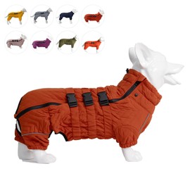 Warm Dog Coat Double Layers Dog Vest, 4 Legs Covered Windproof Waterproof Reflective Warm Dog Vest Outdoor Skating Dog Costume for Corgis Dachshund Dog Orange D-L