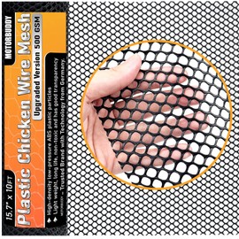 MOTORBUDDY Upgraded Plastic Chicken Wire Fence Mesh 15.7'' x 10ft, Hex Poultry Fencing Wire for Gardening, Chicken Wire Frame for Crafts, Floral Netting, Black