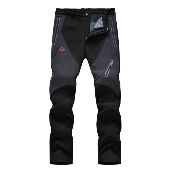 YSENTO Men's Hiking Cargo Pants Waterproof Windproof Fleece Lined Ski Snow Insulated Pants Black US 32