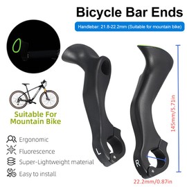 MIOLOE Bike Handlebar Ends Ergonomic No-Slip MTB Mountain Bike Road Cross-Country Bicycle Handlebar Extender Bar Ends Suitable for 21.8-22.8mm Handlebar (02)