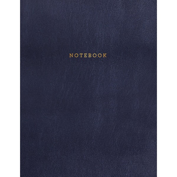 Notebook: Midnight Blue Leather Style - Gold Lettering - Softcover