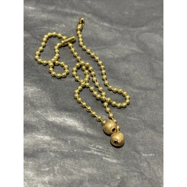 2 PCS Vintage Solid Brass 1/4” Ball with 8inch Brass Pull Chain -brass Connector