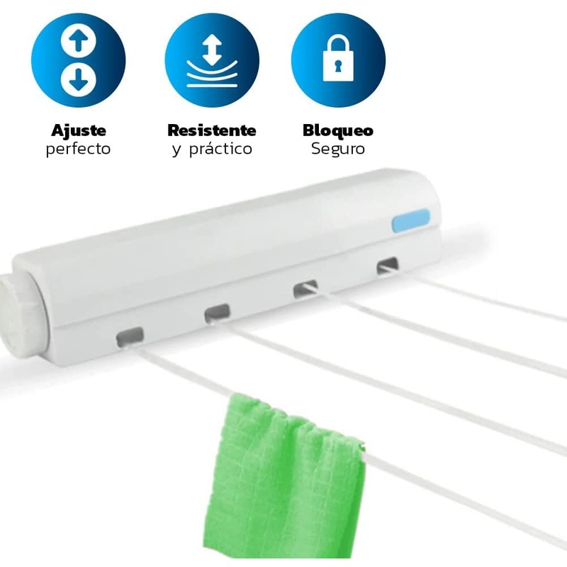Bluelander Tendedero de Ropa Retráctil Plegable, 4 Cables de 3.2