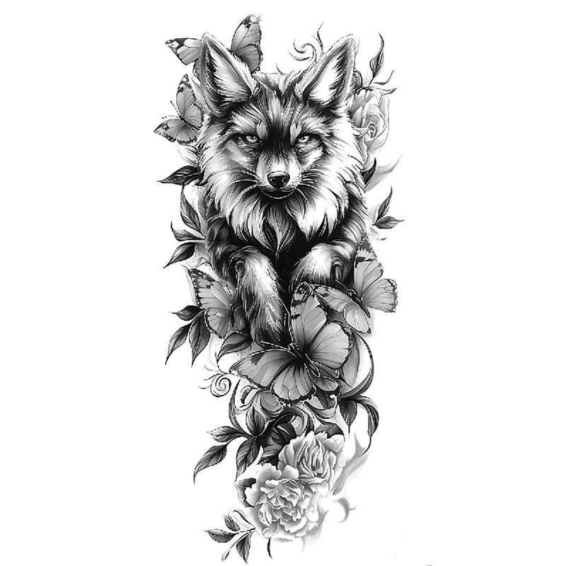 Sakura Fox5 Temporary Fox Tattoo Animal Tattoos Cherry Blossom Tattoos