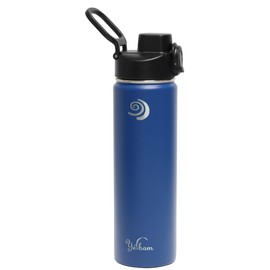Yerbam 21oz Stainless Steel Insulated Water Bottle One-Touch Open Chug Lid Wide Mouth Direct Drink Dishwasher Safe Leakproof Sweat-Free BPA-Free (Metallic Blue)