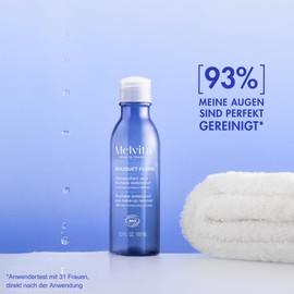 Melvita, Bouquet Floral Détox Zweiphasiger Bio-Wasserfest-Augen-Make-up-Entferner, 100 ml, entfernt wasserfestes Make-up, spendet Feuchtigkeit und beruhigt – ideal für empfindliche Augen