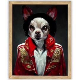 Michael Dogson - 11x14 Framed Print, Quirky Stylish Wall Art for Pop Culture Fans, Tribute Parody Nostalgia, Retro 80s Decor for Dog Lovers, Home Theaters, Bars, Cafes