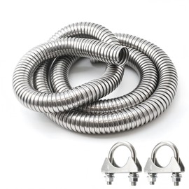 1" x 72" Universal Stainless Steel Exhaust Flex Pipe – T304 Grade Flexible Exhaust Tubing with 2 U-Bolt Clamps, Rust-Proof & Corrosion-Resistant for Exhaust Systems