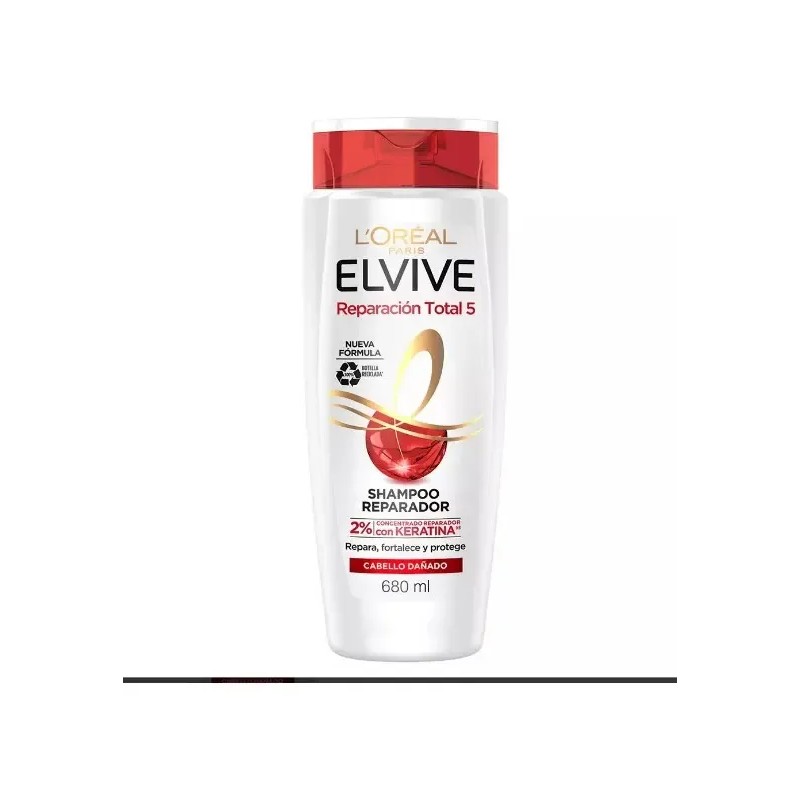 Shampoo Reparación Total 5 680ml Elvive Repara Fortalece Y Protege