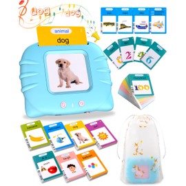 510 Words Talking Flash Card Speaking English, Early Educational Toys for 2 3 4 5 6 Year Old Baby Boys Girls, Pronunciation Lerning Toys Blue Birthday Gifts