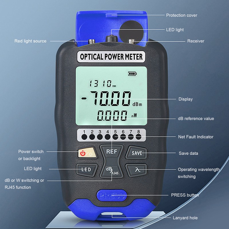 Optical Fiber Power Meter 30km Red Light Source RJ45 Network