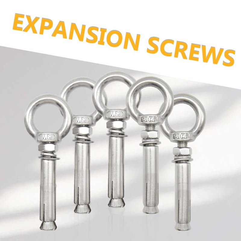 Hocansen 5Pcs Concrete Eye Bolt M8x80mm Expansion Eyebolt Eye Nut