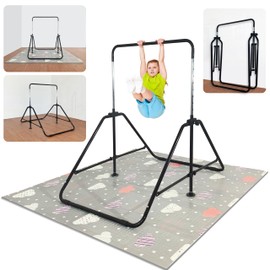 MARFULA Upgrade Foldable Gymnastic Bar with Mat for Kids Ages 3-12, 200 lbs Weight Capacity, Gymnastic Kip Bar Horizontal Bar for Kids, Gymnastic Training Equipment for Home and Gym Center Use