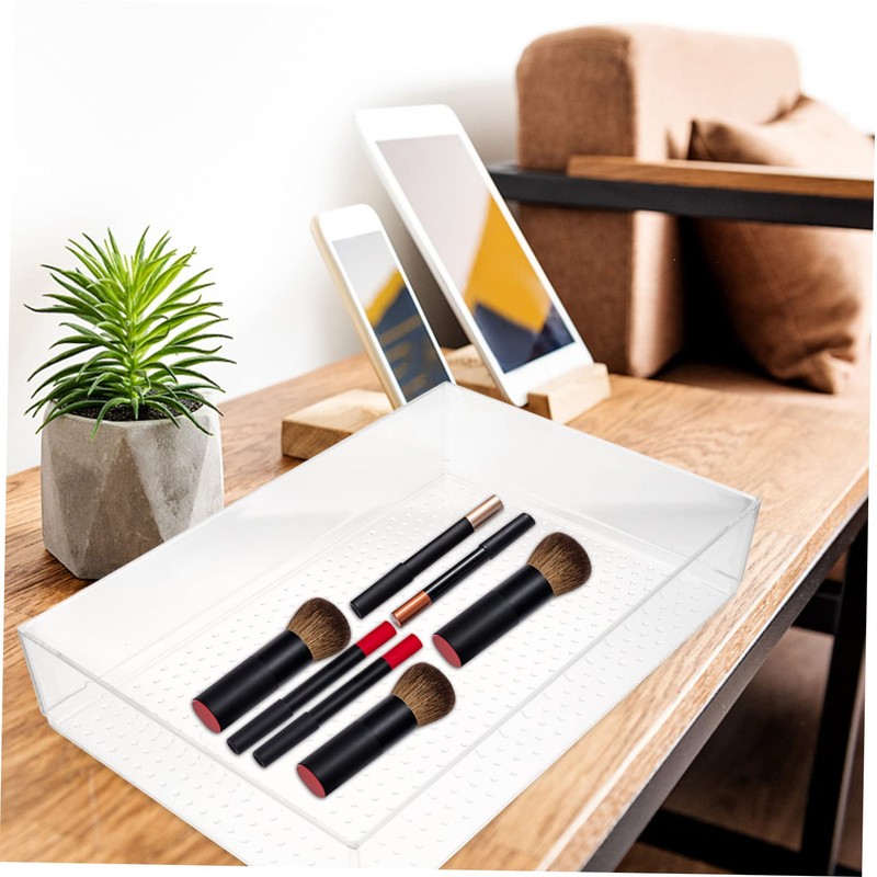 WOONEKY Plastic Drawer Storage Box Set 4 Compartment Organizers for