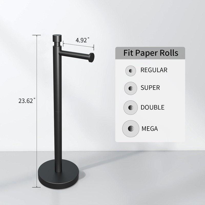 YUMORE Toilet Paper Holder Stand Freestanding, Weighted and Sturdy Matte
