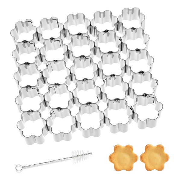 Mini Flower Cookie Cutter,Stainless Steels Small Cookie Cutters,25 Cavity Flower