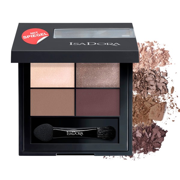 IsaDora Quartet Eyeshadow Palette - Eyeshadow Palette for Flawless Eye Make-Up - Vegan - Stunning Make Up Set with Four Eye Shadows - Chic Neutrals