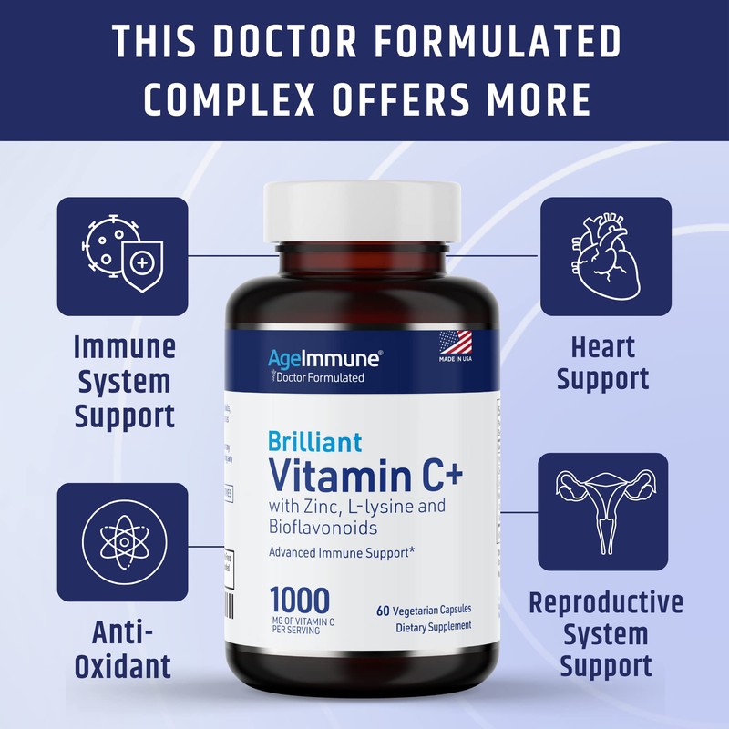 Vitamin C 1000mg Complex with L-Lysine 500mg, Zinc Gluconate 12mg,