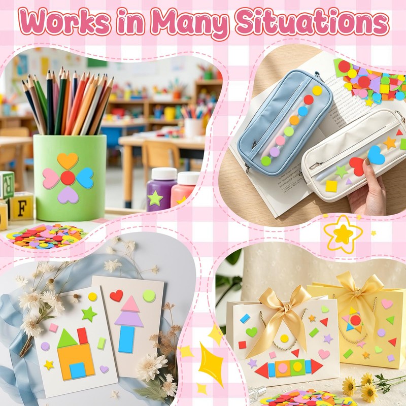 3260Pcs Foam Shape Stickers,EVA Foam Stickers with Assorted Shapes Colors