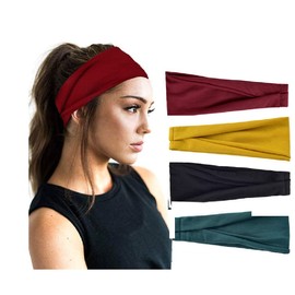 SJBAUTYO Pack of 4 Fashion Headbands for Women, 4 Pieces Hair Band for Tying Sports Fan Headbands, Elastic Hair Bands for Women, Men, Yoga, Workout, Sports Headbands