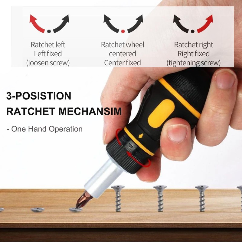 Gasea 9 in 1 Magnetic Ratchet Screwdriver Set, Mini Stubby