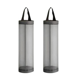 Eleutheromania Pack of 2 Plastic Bag Holder Hanging Folding Net Hanging Storage Bag Washable Hanging Plastic Bag Holder with Ventilation Openings for Kitchen, Bedroom (Grey)